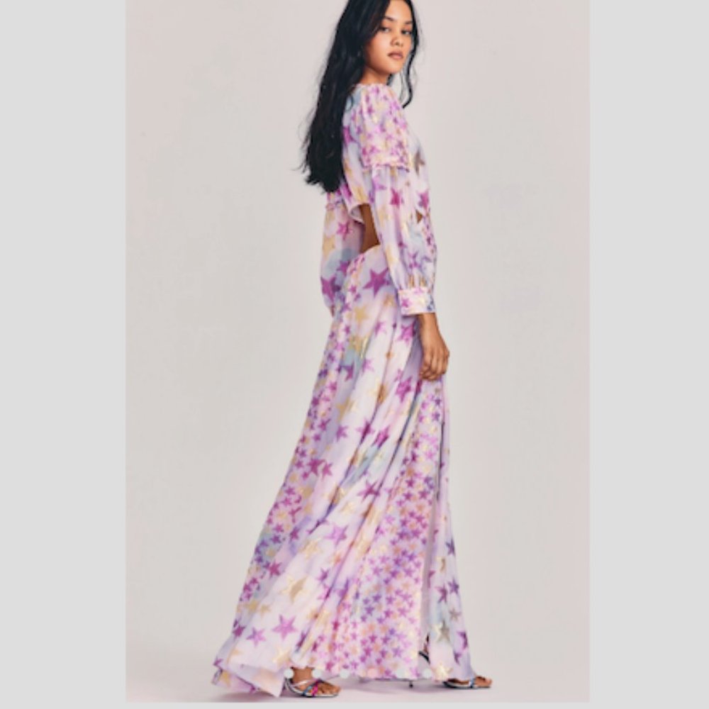 NWT LoveShackFancy Aneesha dress multi-sized lurex star print - Picture 4 of 12